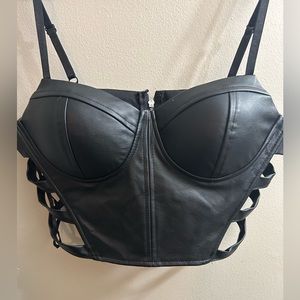 Bra style faux leather top